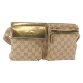 Gucci Vintage Double Belt Bag GG Canvas with Leather