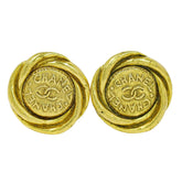 Chanel Vintage CC Round Clip-On Earrings Metal