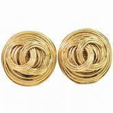 Chanel Vintage Round CC Clip-On Earring Metal