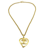 Chanel CC Heart Pendant Necklace Metal