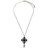 Chanel CC Cluster Drop Pendant Necklace Metal with Crystals