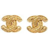 Chanel CC Clip-On Earrings Quilted Metal