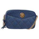 Versace Medusa Icon Front Slip Pocket Camera Bag Quilted Denim