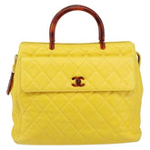 Chanel Vintage CC Resin Pocket Tote Quilted Leather