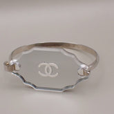 Chanel CC Logo Mirror Bangle Bracelet Metal and Plastic