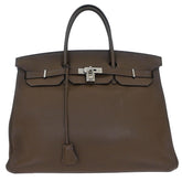 Hermes Birkin Handbag Grey Clemence with Palladium Hardware
