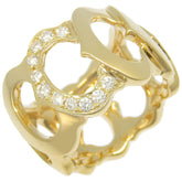 Cartier C de Cartier Link Band Ring 18K Yellow Gold and Pave Diamonds