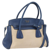 Prada Cuir Frame Convertible Tote Canvas and Saffiano Leather