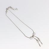 Christian Dior Bow CD Pendant Necklace Metal with Crystal