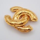 Chanel Vintage Quilted CC Brooch Metal