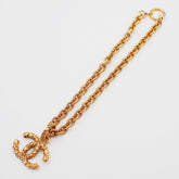 Chanel Vintage CC Pendent Necklace Plated Metal