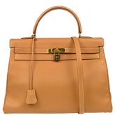 Hermes Kelly Handbag Brown Courchevel with Gold Hardware