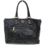Prada Front Pocket Convertible Tote Leather