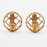 Chanel Vintage CC Round Button Clip-On Earrings Metal