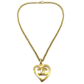 Chanel CC Heart Pendant Necklace Metal