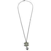 Chanel Vintage CC Pendent Necklace Plated Metal