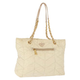 Prada Chain Front Zip Tote Quilted Tessuto