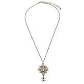 Chanel CC Cluster Drop Pendant Necklace Metal with Crystals