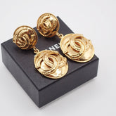 Chanel Vintage CC Round Drop Clip-On Earrings Metal