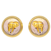 Hermes Vintage Round Clip-On Earrings Printed Enamel and Metal