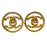 Chanel Round CC Turnlock Clip-On Earrings Metal