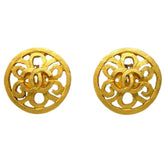 Chanel Vintage CC Round Clip-On Earrings Metal