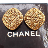 Chanel Vintage CC Diamond Shape Clips-On Earrings Gold-Plated