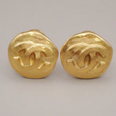 Chanel Vintage CC Round Clip-On Earrings Metal