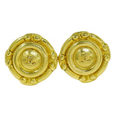 Chanel Vintage CC Round Clip-On Earrings Metal