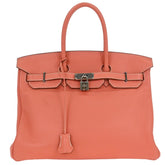 Hermes Birkin Handbag Pink Clemence with Palladium Hardware