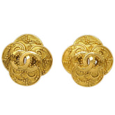 Chanel Clover Round Clip-On Earrings Metal