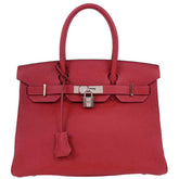 Hermes Birkin Handbag Red Togo with Palladium Hardware