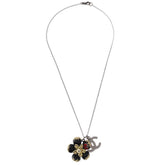 Chanel CC Flower Ladybug Necklace Silver Plated and Acrylic