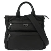 Prada Double Front Pocket Tote Quilted Tessuto