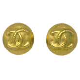 Chanel Vintage CC Round Clip-On Earrings Metal