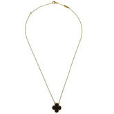 Van Cleef & Arpels Vintage Alhambra Pendant Necklace 18K Yellow Gold and Onyx