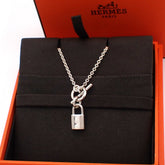 Hermes Cadenas Kelly Pendant Necklace Sterling Silver