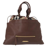 Burberry Big Crush Tote Leather and House Check Canvas