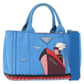 Prada Canapa Convertible Tote Canvas with Applique