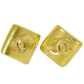 Chanel Vintage CC Square Clip-On Earrings Metal