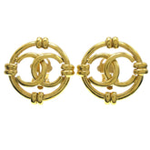Chanel Vintage CC Round Cutout Clip-On Earrings Metal