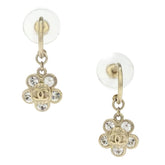 Chanel Flower CC Drop Earrings Metal and Crystals