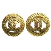 Chanel CC Button Clip-On Earrings Metal