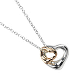 Tiffany & Co. Double Heart Pendant Necklace Sterling Silver and 18K Yellow Gold