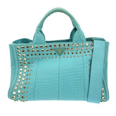 Prada Canapa Tote Rhinestone Embellished Canvas