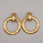 Chanel Vintage CC Round Drop Clip-On Earrings Metal
