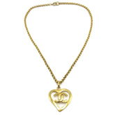 Chanel CC Heart Pendant Necklace Metal