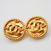 Chanel Vintage Round CC Clip-On Earrings Metal
