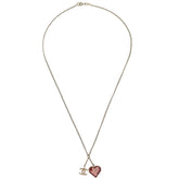 Chanel CC and Heart Pendant Necklace Metal