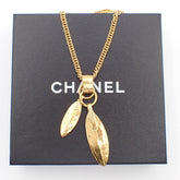Chanel Feather CC Pendant Necklace Metal with Faux Pearl and Crystal